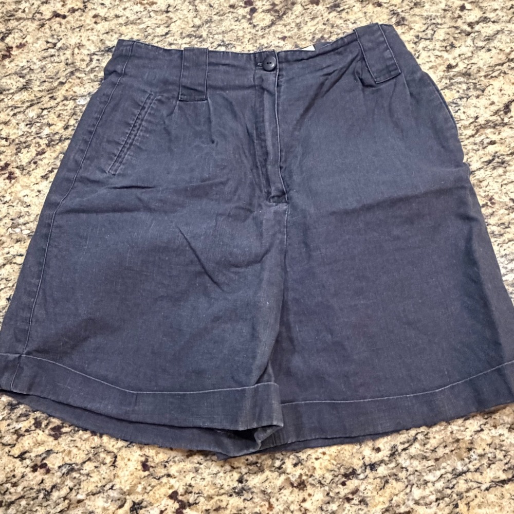 Vintage Rafaella Womens Gray Pleated High Rise Cuffed Shorts Size 14